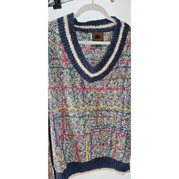 Vintage Boston Traders Linen Blend Classic Tennis Sweater Mens Large V-Neck - Picture 3 of 8
